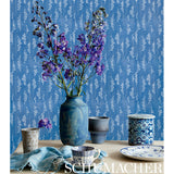 Taki Floral Indigo by Schumacher Hand-Screened Floral Wallpaper – Schumacher 5008740