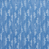Taki Floral Indigo wallpaper by Schumacher, a hand-screened floral wallcovering inspired by vintage kimono fabric, shown in a blue and white colorway.