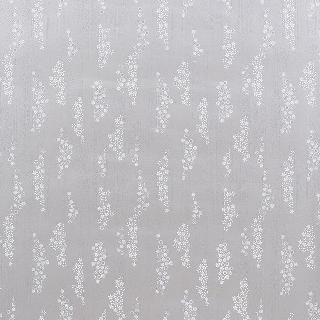 Taki Floral Moonstone wallpaper by Schumacher, inspired by vintage kimono fabric with delicate floral patterns in a soft neutral colorway.