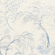MORI SISAL wallpaper in Porcelain by Schumacher, featuring handpainted botanical tree motifs on a textured sisal ground.