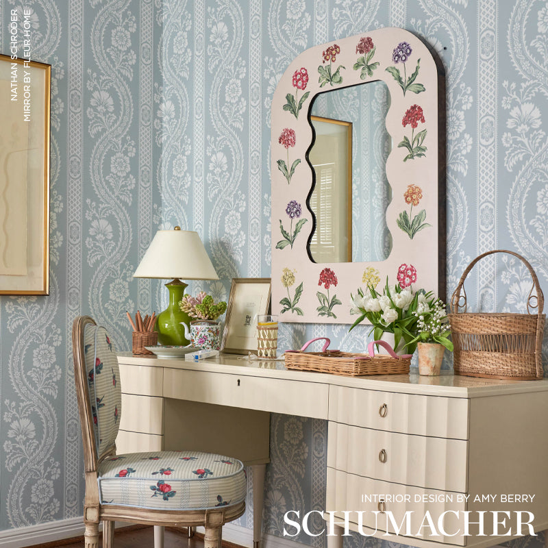 Versailles Mineral Botanical Stripe Wallpaper – Schumacher 5008771