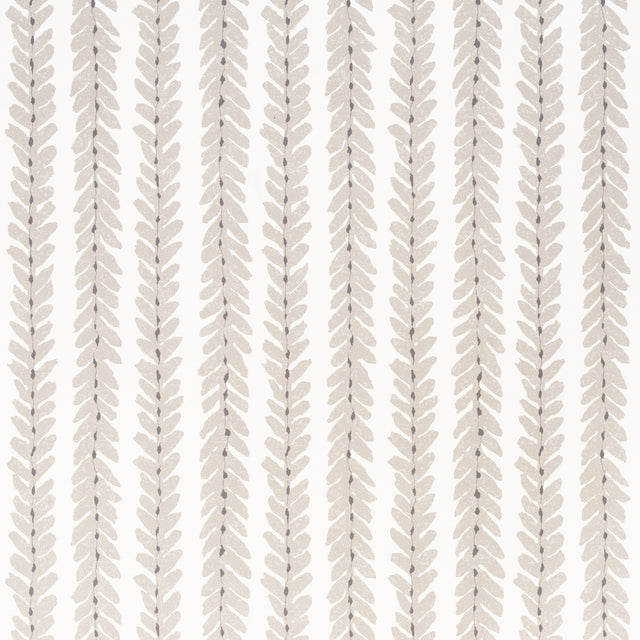 Woodperry Taupe botanical stripe wallpaper by Veere Grenney for Schumacher