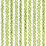 Woodperry wallpaper in green by Veere Grenney for Schumacher, featuring a modern botanical stripe pattern.