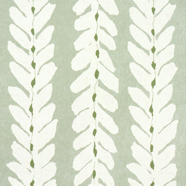 Woodperry Celadon by Veere Grenney Modern Botanical Stripe Wallpaper – Schumacher 5008793