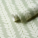 Woodperry Celadon by Veere Grenney Modern Botanical Stripe Wallpaper – Schumacher 5008793