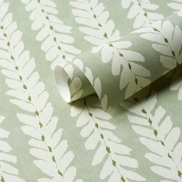 Woodperry Celadon by Veere Grenney Modern Botanical Stripe Wallpaper – Schumacher 5008793