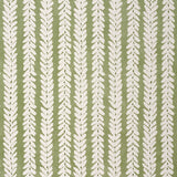 Woodperry Moss wallpaper by Veere Grenney for Schumacher, featuring a modern botanical stripe in green and white.