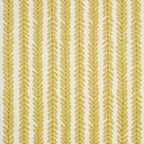 Woodperry Mimosa wallpaper by Veere Grenney for Schumacher, featuring a modern botanical stripe in yellow on white background.