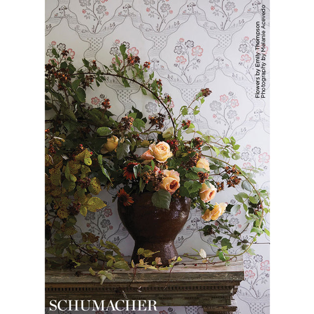 Marella Rose by Schumacher Country Chic Botanical Trellis Wallpaper – Schumacher 5008800