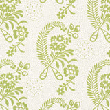 Millicent Leaf wallpaper by Schumacher, a delicate green floral pattern with vintage appeal, designed by Vogue Living.