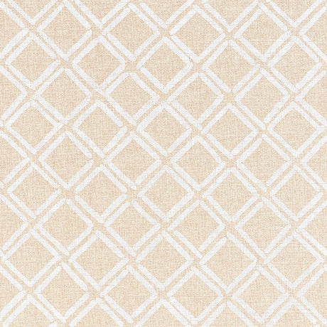 Dina Paperweave wallpaper in a natural colorway with a small-scale trellis lattice design by Schumacher.