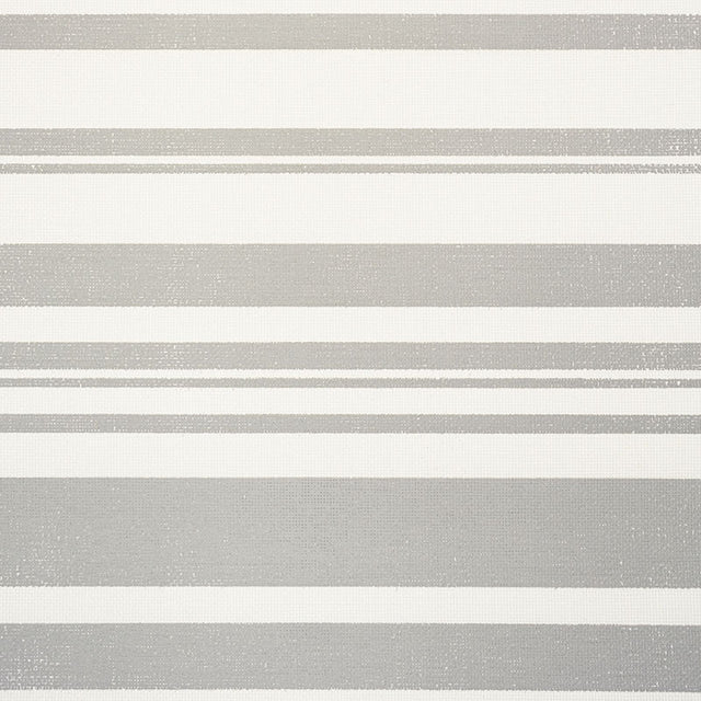 Horizon Paperweave wallpaper in grey and white horizontal stripes, textured paper weave by Schumacher