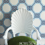 Octavia Paperweave Marine by Schumacher Geometric Greek Key Wallpaper – Schumacher 5008890