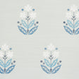 Floweret Sisal wallpaper in blue and white, featuring a large-scale stylized floral pattern on textured sisal background.
