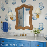 Floweret Paperweave Porcelain by Schumacher Blue and White Floral Wallpaper – Schumacher 5008922