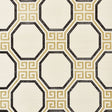 Octavia Sisal wallpaper in gold and jet with octagonal Greek key pattern by Schumacher