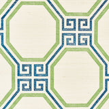 Octavia Sisal Turquoise & Palm by Schumacher Geometric Greek Key Wallpaper – Schumacher 5008931