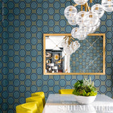 Octavia Sisal Peacock by Schumacher Geometric Greek Key Wallpaper – Schumacher 5008932