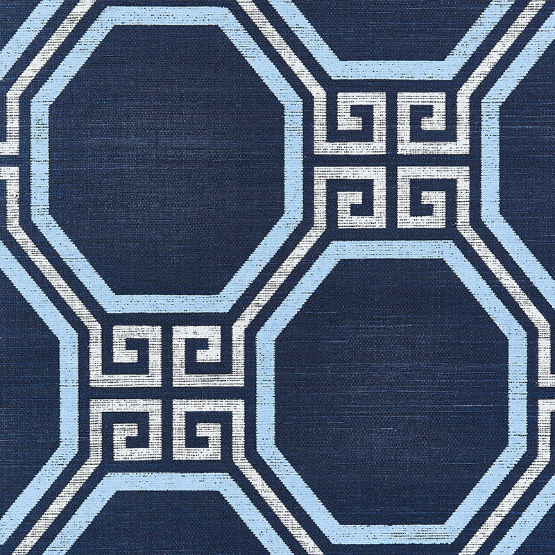 Octavia Sisal Navy by Schumacher Geometric Greek Key Wallpaper – Schumacher 5008933