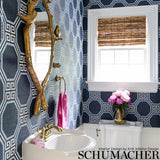 Octavia Sisal Navy by Schumacher Geometric Greek Key Wallpaper – Schumacher 5008933