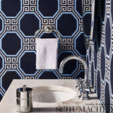 Octavia Sisal Navy by Schumacher Geometric Greek Key Wallpaper – Schumacher 5008933