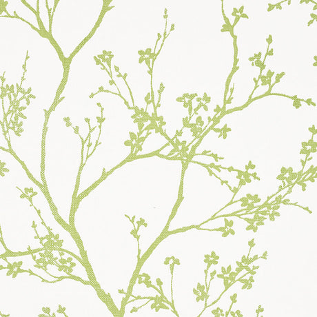 Twiggy Paperweave wallpaper in Leaf colorway, featuring a delicate green botanical silhouette on a textured paperweave background.