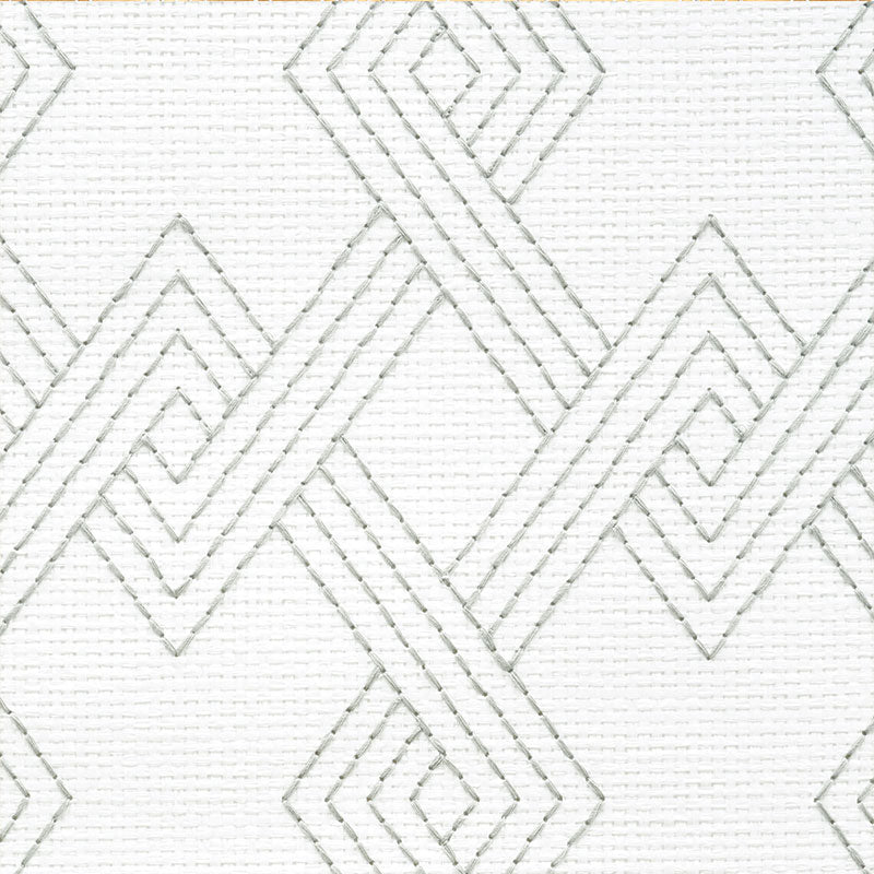 Hix Embroidered Paperweave Grey by Schumacher Textured Geometric Wallpaper – Schumacher 5008950
