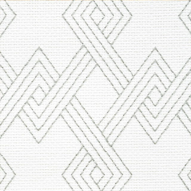 Hix Embroidered Paperweave Grey by Schumacher Textured Geometric Wallpaper – Schumacher 5008950