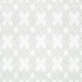 Hix Embroidered Paperweave wallpaper in grey with interlocking diamond embroidery and textured paperweave surface.