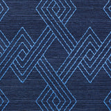 Hix Embroidered Sisal Blue by Schumacher Geometric Embroidered Sisal Wallpaper – Schumacher 5008970