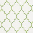 Algiers Paperweave wallpaper in Leaf by Schumacher, featuring a two-color fretwork design on white paperweave ground.