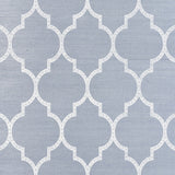Algiers Sisal Chambray wallpaper by Schumacher featuring a two-toned fretwork design on textured sisal ground.