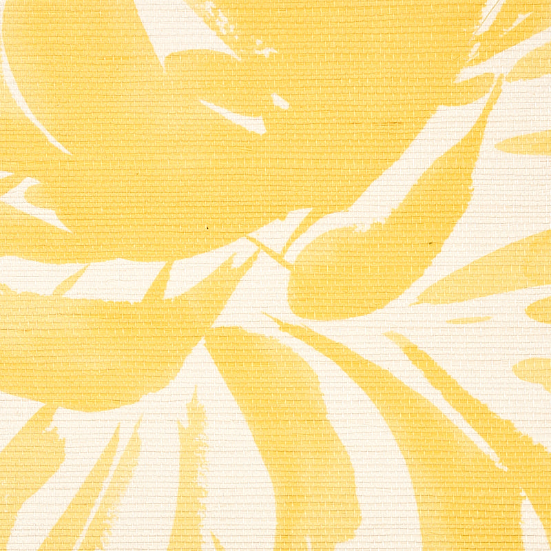 Hana Sisal Yellow by Schumacher Painterly Chrysanthemum Wallpaper – Schumacher 5009040