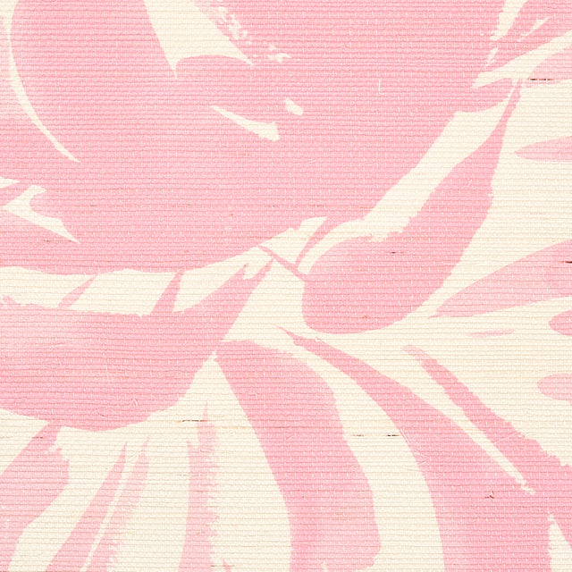 Hana Sisal Pink by Schumacher Painterly Chrysanthemum Floral Wallpaper – Schumacher 5009041