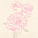 Hana Sisal wallpaper in pink with overscaled painterly chrysanthemum blossoms on a sisal ground