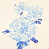 Hana Sisal blue floral wallpaper with painterly chrysanthemum blossoms on a sisal ground by Schumacher
