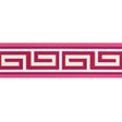 Britt Border in Berry by Schumacher - Greek key geometric wallpaper border in pink, berry, and orange tones