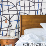 Abstratto Black & Cobalt by Schumacher Abstract Geometric Wide-Width Wallpaper – Schumacher 5009071