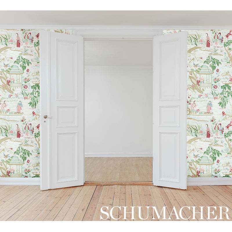 Yangtze River Aqua by Schumacher Chinoiserie Wallpaper – Schumacher 5009091