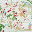 Yangtze River Aqua chinoiserie wallpaper with hand-screened traditional Asian-inspired scenes, Schumacher