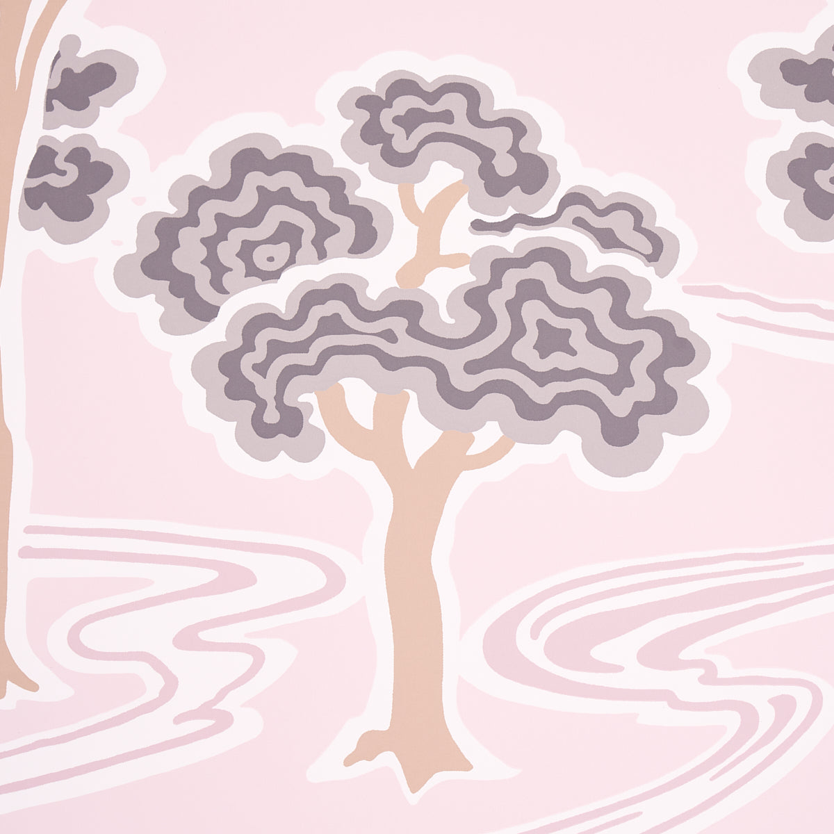 Tree River Blush by Schumacher Japanese Art Deco Wallpaper – Schumacher 5009101