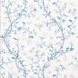 Floraison Porcelain by Schumacher - Delicate blue and white hand screen printed floral wallpaper