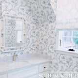 Toile de Fleurs Delft Blue Floral Wallpaper by Schumacher – 5009121