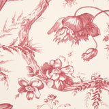 Toile de Fleurs Rouge by Schumacher Classic Floral Ogee Wallpaper – Perennial Favorites 5009122