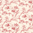 Toile de Fleurs Rouge wallpaper by Schumacher featuring detailed twisting branches and flowers in a classic ogee pattern.