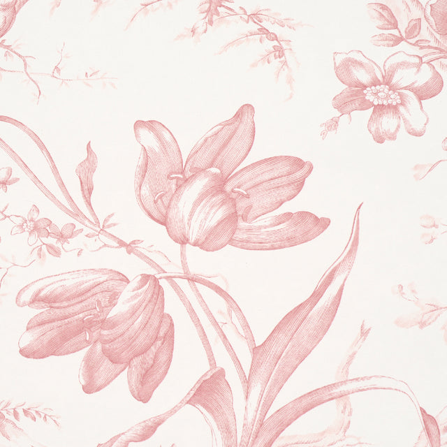 Toile de Fleurs Pink Floral Ogee Wallpaper Pink by Schumacher – 5009123
