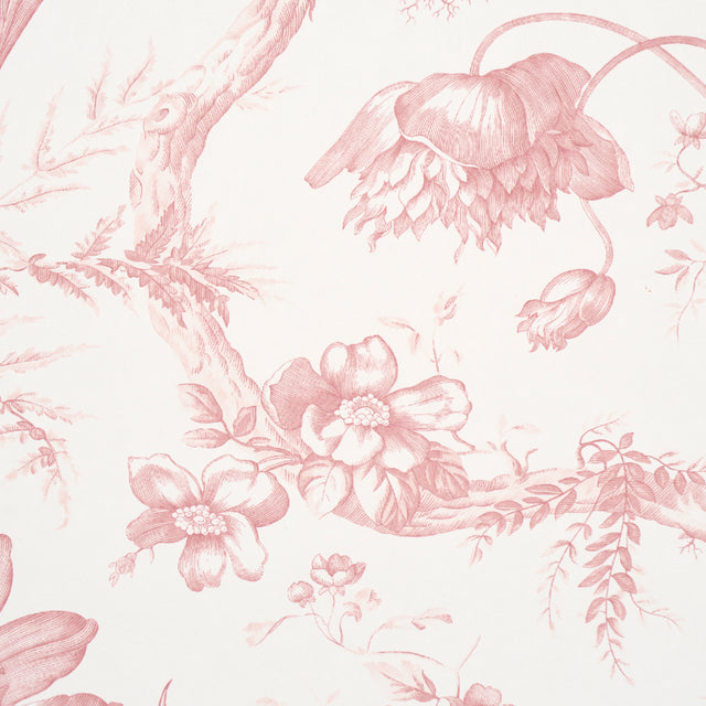 Toile de Fleurs Pink Floral Ogee Wallpaper Pink by Schumacher – 5009123
