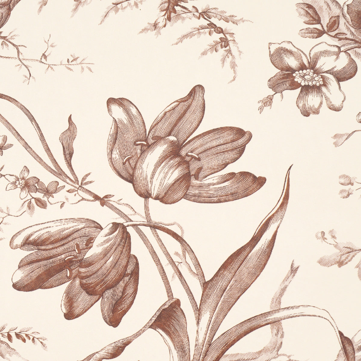Toile de Fleurs Fawn by Schumacher Classic Floral Ogee Wallpaper – Schumacher 5009124
