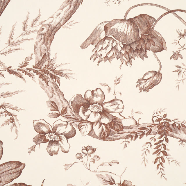 Toile de Fleurs Fawn by Schumacher Classic Floral Ogee Wallpaper – Schumacher 5009124