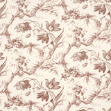 Toile de Fleurs Fawn wallpaper by Schumacher featuring detailed twisting branches and flowers in a classic ogee pattern.